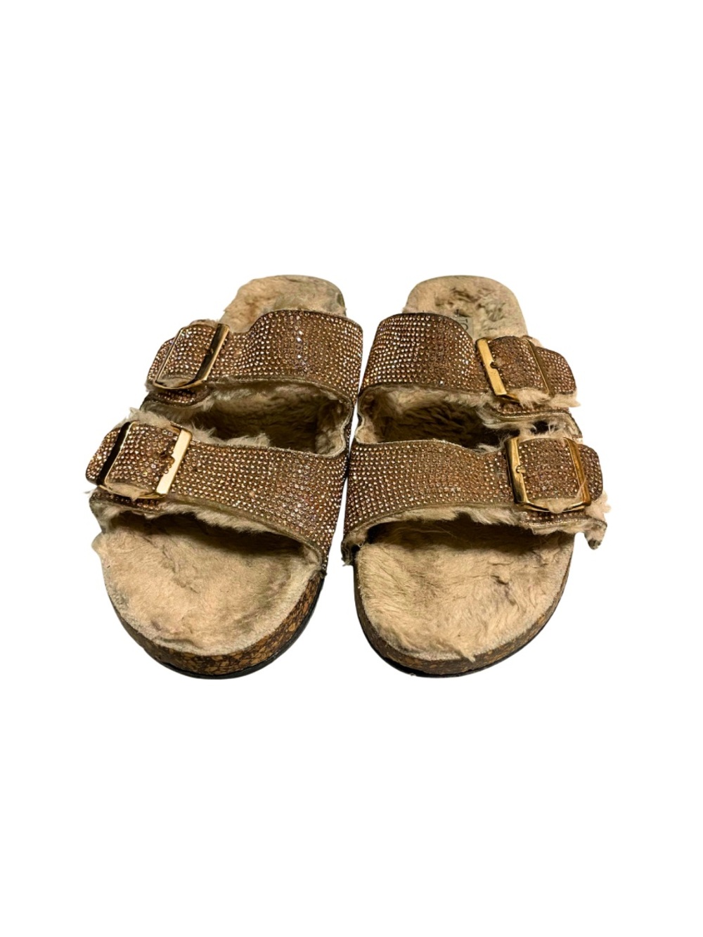 TOP Moda Women's Furry Rhinestone Slides Sandals - Picture 4 of 5
